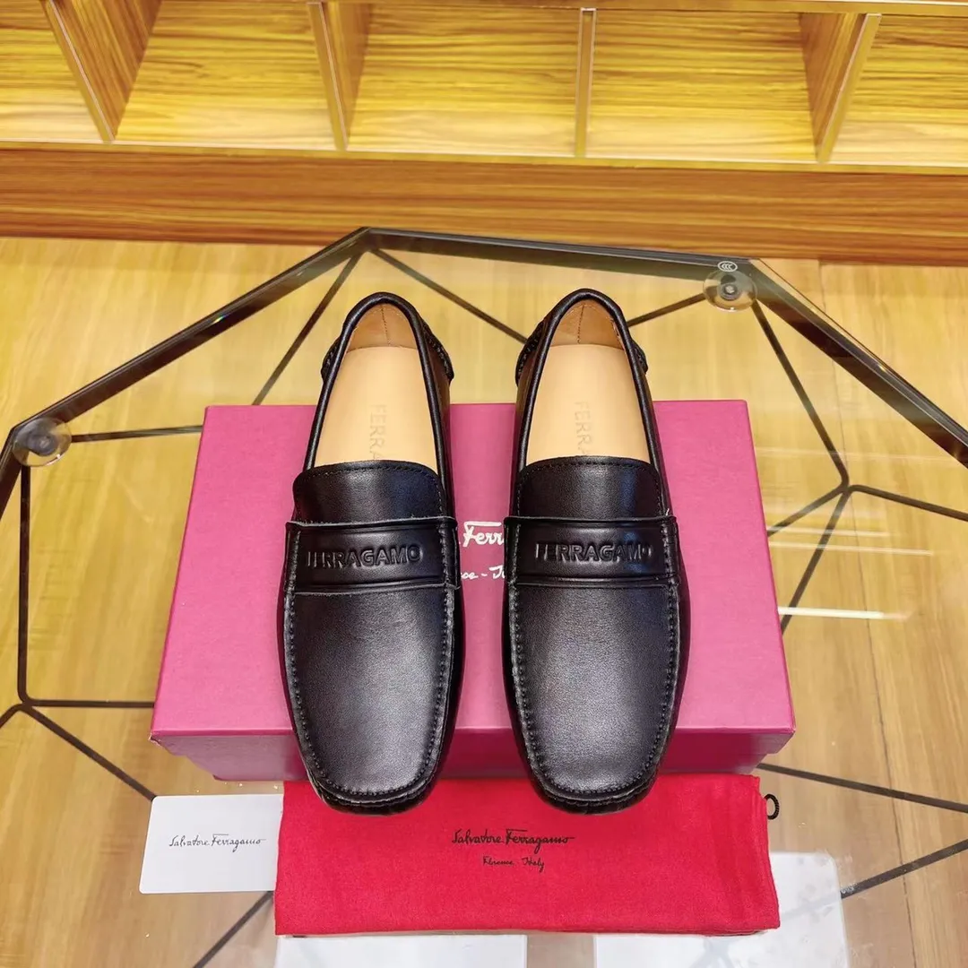 Men's shoes 💰560Ferragamo high-end quality 🔥 black cowhide ➕ cowhide lining size 38-45